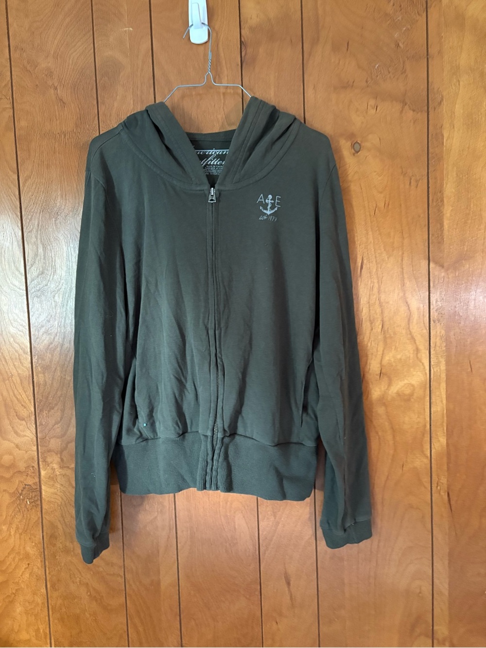 American Eagle Outfitters Olive Zip-Up Hoodie Jacket